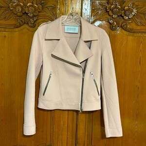 Harris Wharf London Baby Pink Biker Jacket   Small